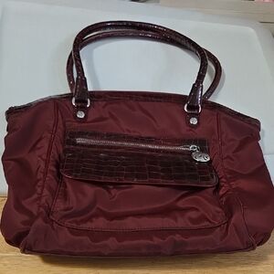 Brighton Burgundy Leonor Shoulder Bag with Croc-Embossed Trim